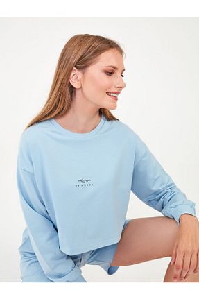سوئیشرت آبی زنانه چاپی WEWON STYLE - کد 133196668
