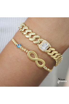 دستبند نقره طلائی زنانه 925 عیار Silveranka - کد 133158505