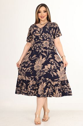لباس سایز بزرگ سرمه ای زنانه ویسکون MELSAY - کد 806747152