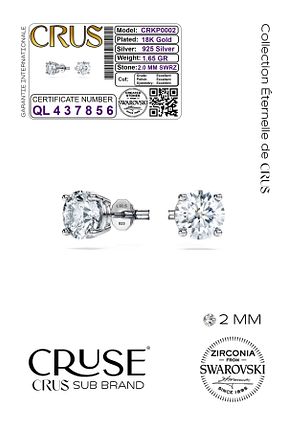 گوشواره نقره طوسی زنانه 925 عیار Cruse - کد 880018309