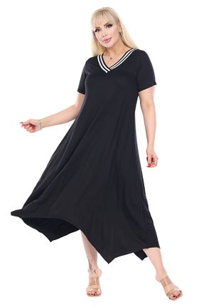 لباس سایز بزرگ مشکی زنانه ویسکون MELSAY - کد 803850966