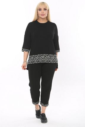 ست گرمکن سایز بزرگ مشکی زنانه پنبه ای MELSAY - کد 457827682