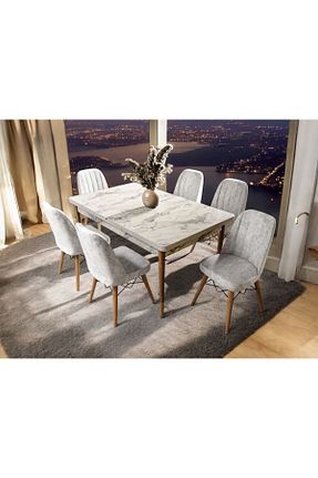 ست میز ناهارخوری سفید UZMHOME - کد 880054447