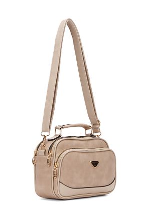 کیف دوشی بژ زنانه چرم مصنوعی Adelina Bags - کد 880059987