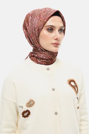 روسری زرشکی پلی استر Setrms - کد 880068848