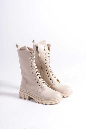 چکمه بژ زنانه چرم مصنوعی DS AYAKKABI - کد 880072244
