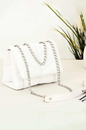 کیف دوشی سفید زنانه چرم مصنوعی Bipanya - کد 733560506