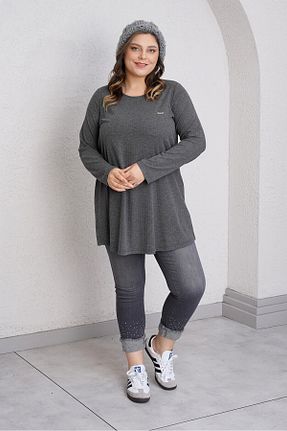 پیراهن سایز بزرگ طوسی زنانه سایز بزرگ Büyük Moda - کد 871315288