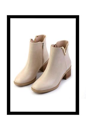 بوت / نیم بوت بژ زنانه پاشنه ضخیم Bambi - کد 880236378