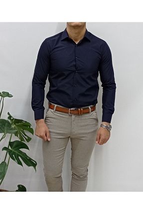 پیراهن سرمه ای مردانه اسلیم فیت YNGMENCLASS - کد 92552168