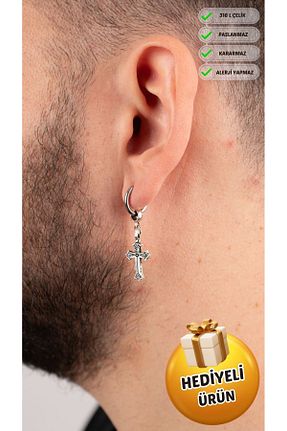 گوشواره استیل (فولاد) متالیک زنانه استیل (فولاد) Piercing Market Steel & Silver - کد 786930822