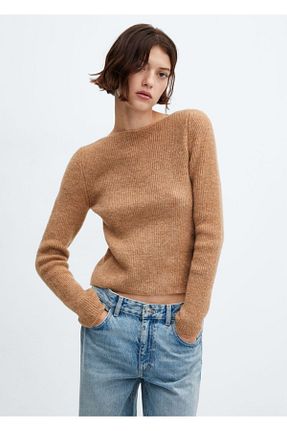 پلیور قهوه ای زنانه ساده MANGO - کد 766908808