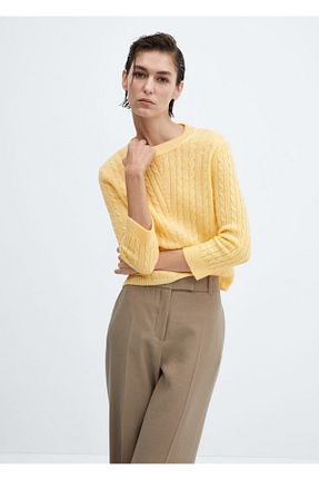 پلیور زرد زنانه ساده MANGO - کد 748875334