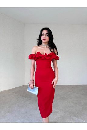 لباس قرمز زنانه بافتنی SONREİR - کد 810599985