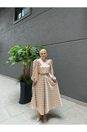 ست بالاتنه و پائین تنه بژ زنانه بافتنی By Atelier - کد 878622537