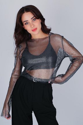 بلوز طوسی زنانه Ajurlu FACETTE - کد 880480926