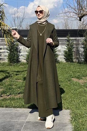 کلاه و ابایا خاکی زنانه بافتنی Rabia Şamlı - کد 809255394