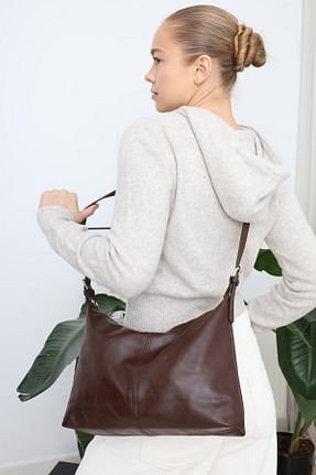 کیف دوشی قهوه ای زنانه چرم مصنوعی Mopia - کد 880613235