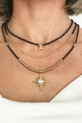 گردنبند جواهر قهوه ای زنانه چرم Sose Moda - کد 174241992