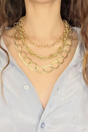 گردنبند جواهر طلائی زنانه فلزی Sose Moda - کد 639995232