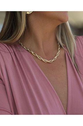 گردنبند استیل ( فولاد ) زرد زنانه استیل (فولاد) SİMİ TAKI - کد 872442344