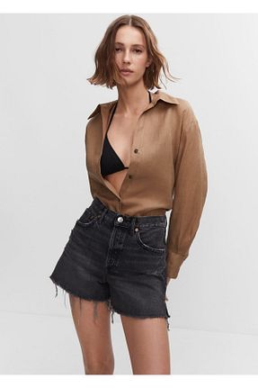 شلوارک و برمودا طوسی زنانه Relaxed MANGO - کد 748877203