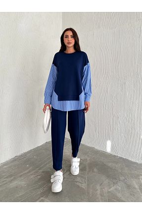 ست بالاتنه و پائین تنه سرمه ای زنانه بافتنی orjinal blue b - کد 880727463