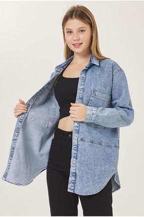 پیراهن آبی زنانه یقه پیراهنی asia denim woman - کد 880742160