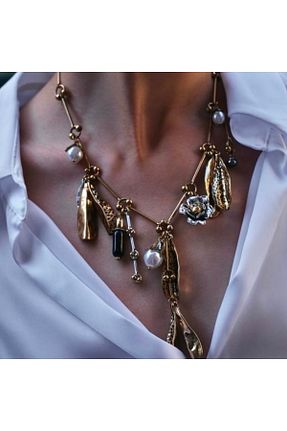 گردنبند استیل ( فولاد ) طلائی زنانه neslyaccessories - کد 880747067