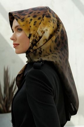 روسری قهوه ای کرپ ساتن ابریشم Armine - کد 890351099