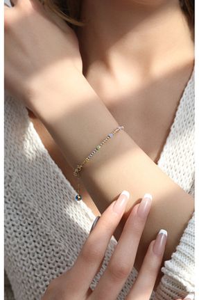 دستبند طلا رنگی زنانه 14 عیار Kuyumcum - کد 881038124