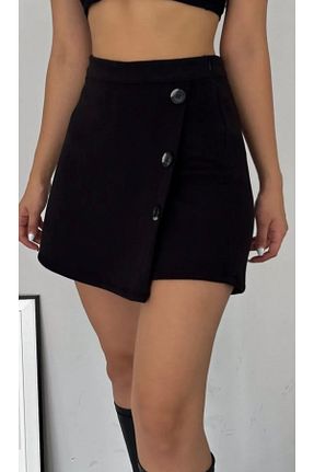 شلوارک و برمودا مشکی زنانه فاق بلند ÇİZGİ - کد 880844040