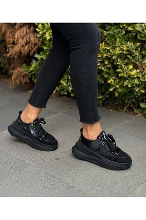 کفش اسنیکر مشکی زنانه بند دار MİSS PARK MODA - کد 880861700