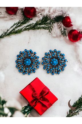گوشواره جواهر فیروزه ای سنگ FAYRA ACCESSORIES - کد 822612352