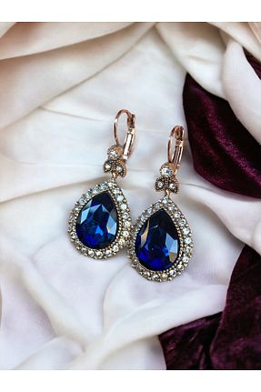 گوشواره جواهر آبی سنگ FAYRA ACCESSORIES - کد 845045098