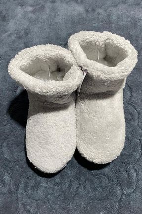 بوت خانگی طوسی زنانه مخملی fluffy - کد 880884437