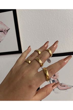انگشتر استیل (فولاد) طلائی زنانه استیل ضد زنگ Seymaccessories - کد 880883896