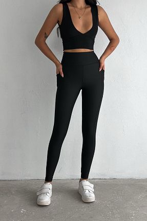ساق شلواری اسپرت مشکی زنانه بافتنی TrendyFashion - کد 881051747