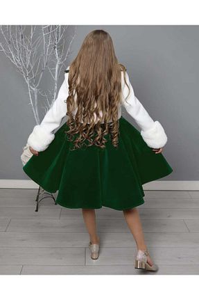 لباس مجلسی و فارغ التحصیلی سبز بچه گانه مخمل By Feyza Kids Collection - کد 872440921