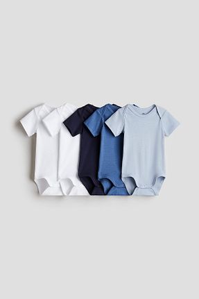 بادی آبی بچه گانه یقه دوچرخه H&M - کد 858375740
