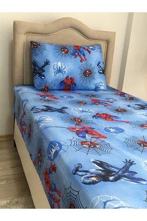 ست ملحفه تکنفره آبی کش دار Mert - کد 113363555