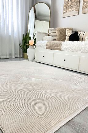 فرش بژ قابل شستشو Cool Halı - کد 854643727