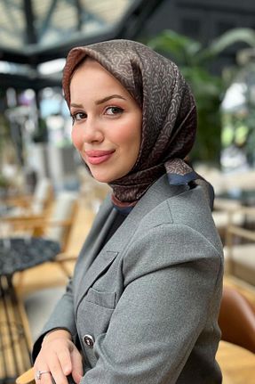 روسری زرشکی پلی استر Sultan - کد 881213979