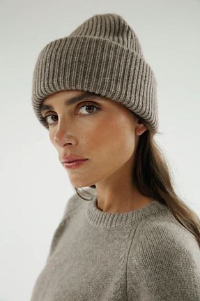کلاه پشمی خاکی زنانه پشمی shdesign - کد 881210180