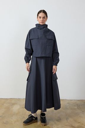 سوئیشرت سرمه ای زنانه ساده Birgül Bektaş - کد 881264221
