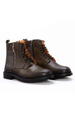 بوت / نیم بوت خاکی مردانه چرم خالص Gusse - کد 881270139