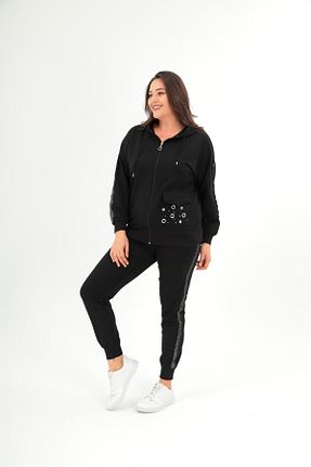ست گرمکن سایز بزرگ مشکی زنانه رگولار Esina - کد 881285043
