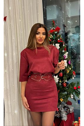 لباس زرشکی زنانه بافتنی Daves - کد 881293386