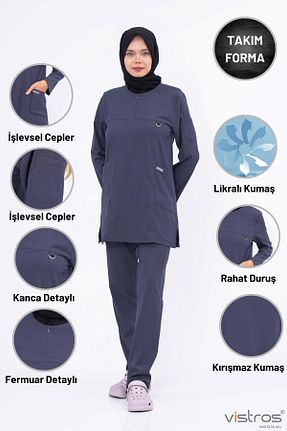 لباس کار طوسی Vistros Medikal - کد 865411715