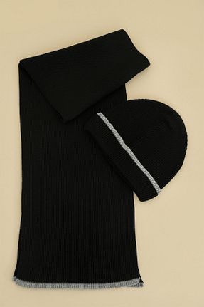 ست شال گردن و کلاه پشمی و دستکش مشکی بچه گانه اکریلیک CHUBA - کد 880012032